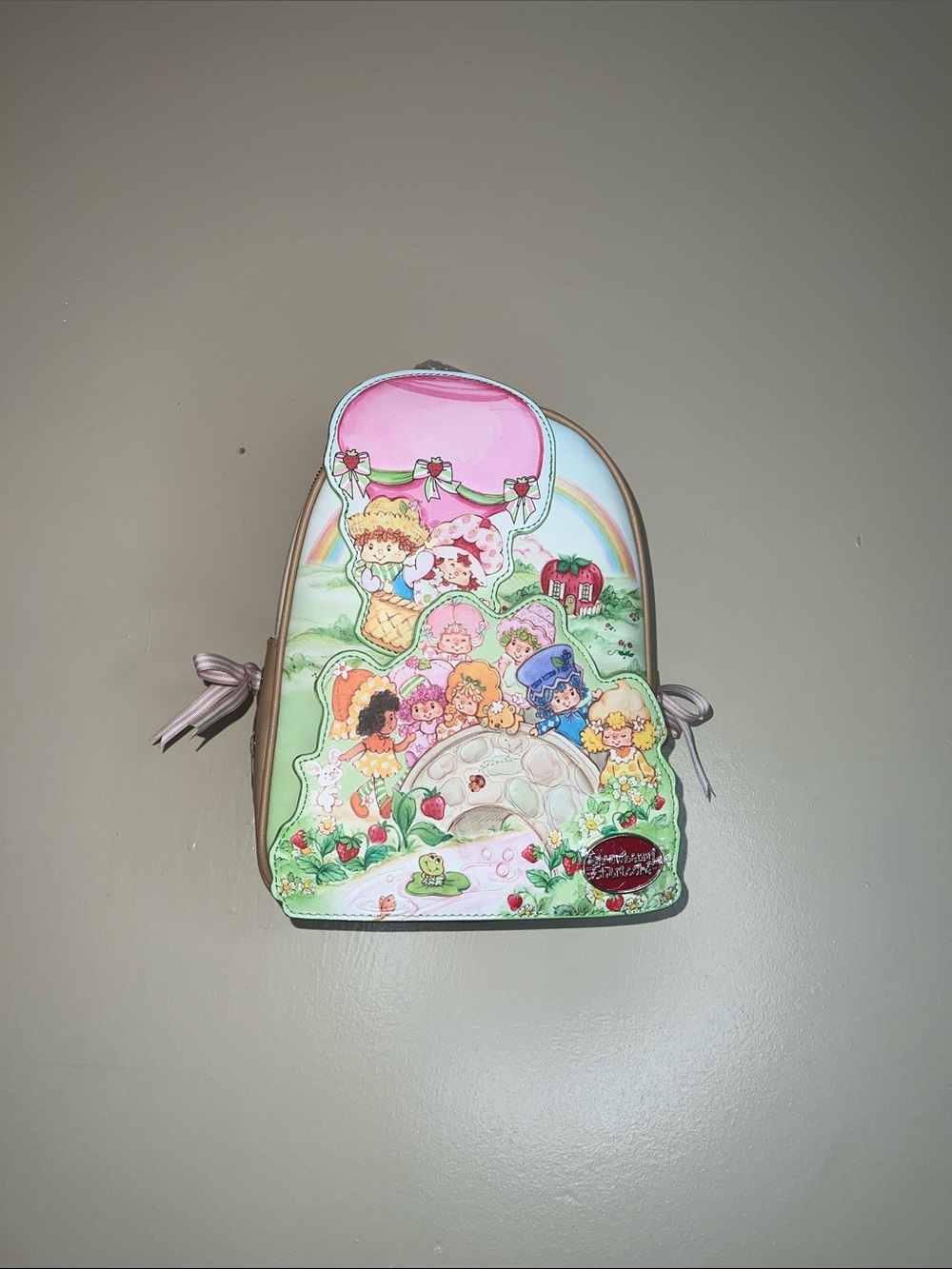 Cute Pink Character Kids Backpack with Pastel Scene